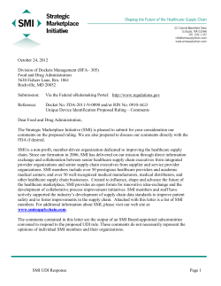 SMI Response to the FDA UDI Ruling