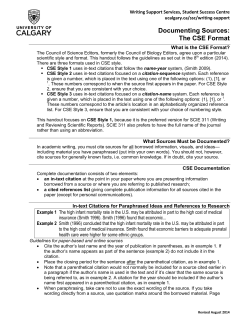 The CSE Format - University of Calgary