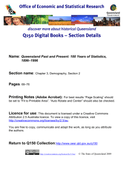 Queensland Past and Present: 100 Years of Statistics, 1896&ndash;1996