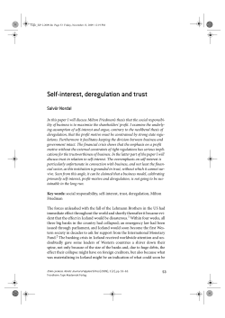 Self-interest, deregulation and trust