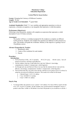 Manchester College Education Department Lesson Plan by Daniel