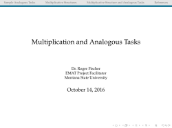 Multiplication and Analogous Tasks