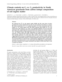 Climate controls on C3 vs. C4 productivity in North American
