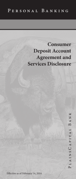 Consumer Deposit Account Agreement and Services Disclosure
