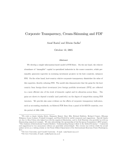 Corporate Transparency, Cream#Skimming and FDI!