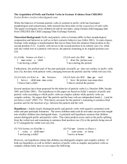 The Acquisition of Particle Verbs in German: Evidence from CHILDES