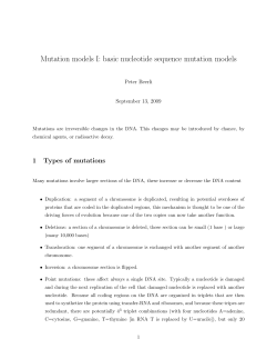Mutation models I: basic nucleotide sequence mutation models