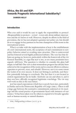 Africa, the EU and R2P: Towards Pragmatic International Subsidiarity?