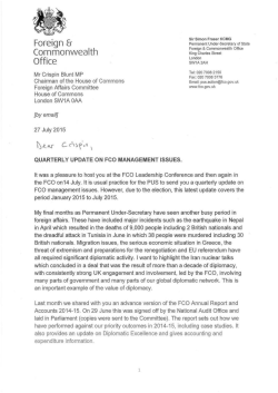 Quarterly update on FCO management issues