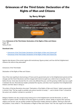 Grievances of the Third Estate: Declaration of the Rights of Man and