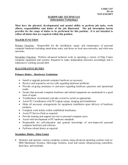 HARDWARE TECHNICIAN (Information Technology) Must have the