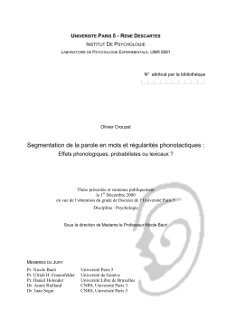 Segmentation de la parole en mots et r&eacute;gularit&eacute;s