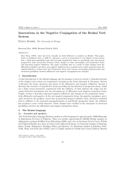 Innovations in the Negative Conjugation of the Brahui Verb System
