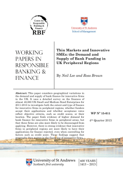Thin Markets and Innovative SMEs: the Demand and Supply of Bank
