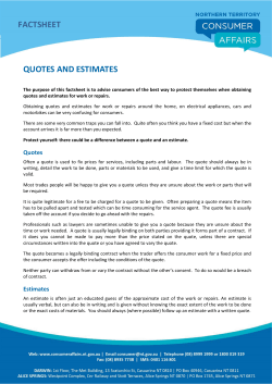 quotes and estimates - NT Consumer Affairs