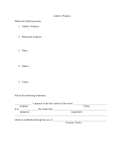 Author`s Purpose Define the following terms. 1. Author`s Purpose &ndash; 2