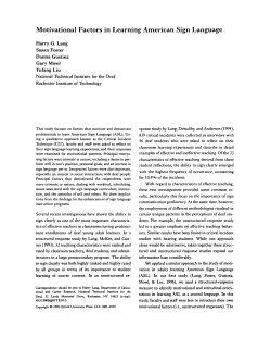 Motivational Factors in Learning American Sign