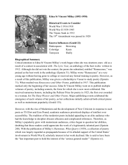 Edna St Vincent Millay (1892-1950) Historical Events to Consider