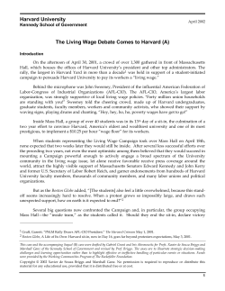 Harvard University The Living Wage Debate Comes to Harvard (A)
