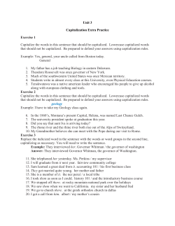 Unit 3 Capitalization Extra Practice Exercise 1 Capitalize the words