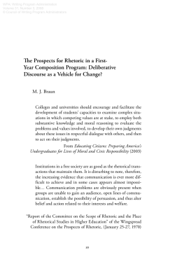 The Prospects for Rhetoric in a First