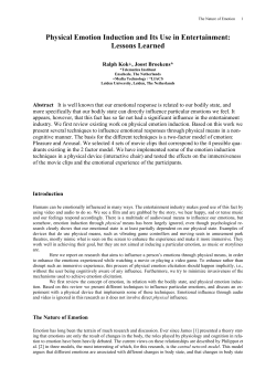 Physical Emotion Induction and Its Use in Entertainment