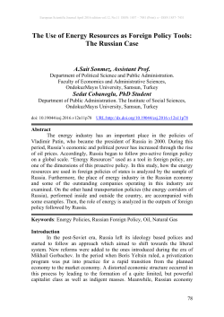 The Use of Energy Resources as Foreign Policy Tools: The Russian