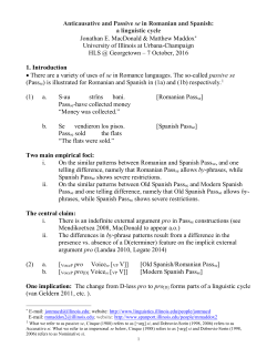 Anticausative and Passive se in Romanian and