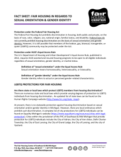 FACT SHEET: FAIR HOUSING IN REGARDS TO SEXUAL