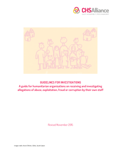 GUIDELINES FOR INVESTIGATIONS A guide for