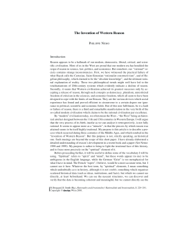 The Invention of Western Reason
