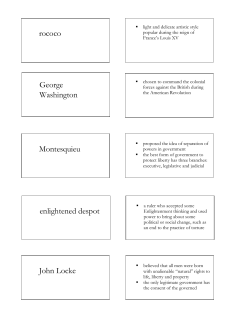 enlightened despot rococo George Washington Montesquieu John
