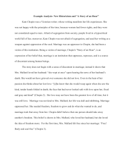 Example Analysis- New Historicism and &ldquo;A Story of an Hour&rdquo; Kate