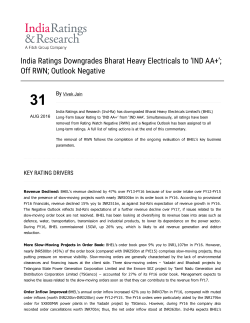 India Ratings Downgrades Bharat Heavy Electricals to `IND AA+`