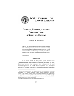 Custom, Reason, and the Common Law