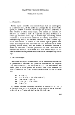 1. Introduction 2. Six deontic logics SEMANTICS FOR
