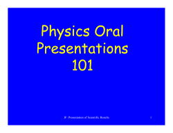 Physics Oral Presentations 101