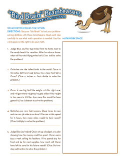OSCAR OSTRICH FACES THE FUTURE DIRECTIONS: Use your