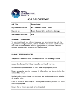 job description - No.4 Hamilton Place