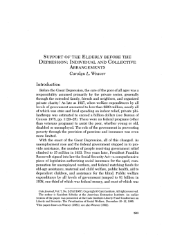 Support Of The Elderly Before The Depression