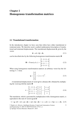 Homogenous transformation matrices