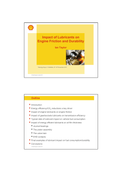 Impact of Lubricants on Engine Friction and Durability