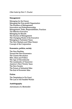 Other books by Peter F. Drucker Management Managing for the