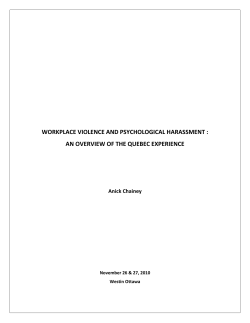 workplace violence and psychological harassment : an overview of