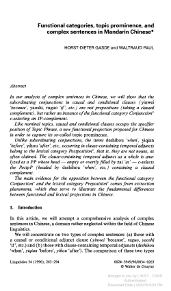 Functional categories, topic prominence, and complex sentences in