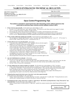 NABCO ENTRANCES TECHNICAL BULLETIN