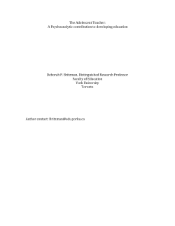 The Adolescent Teacher: A Psychoanalytic contribution to