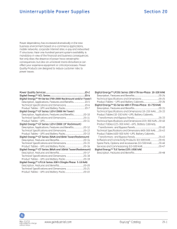 GE BuyLog &mdash; Section 20: Uninterruptible Power Supplies
