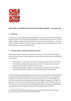 UPRATING AND THE VALUE OF CHILDREN`S BENEFITS