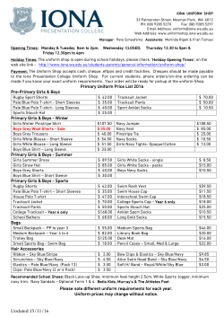 Primary Price List - Iona Presentation College